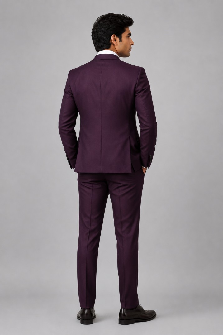 ROYAL PLUM THREE-PIECE BUSINESS SUIT SET - Image 3