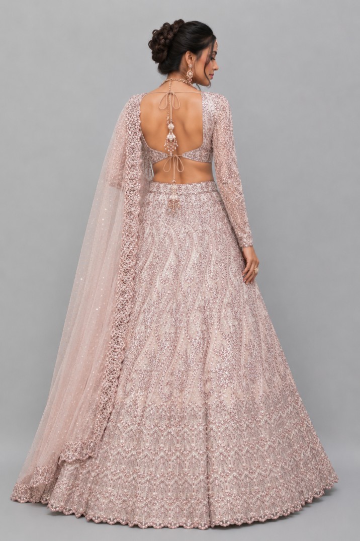 BLUSH ROSE SEQUIN EMBELLISHED LEHENGA - Image 3