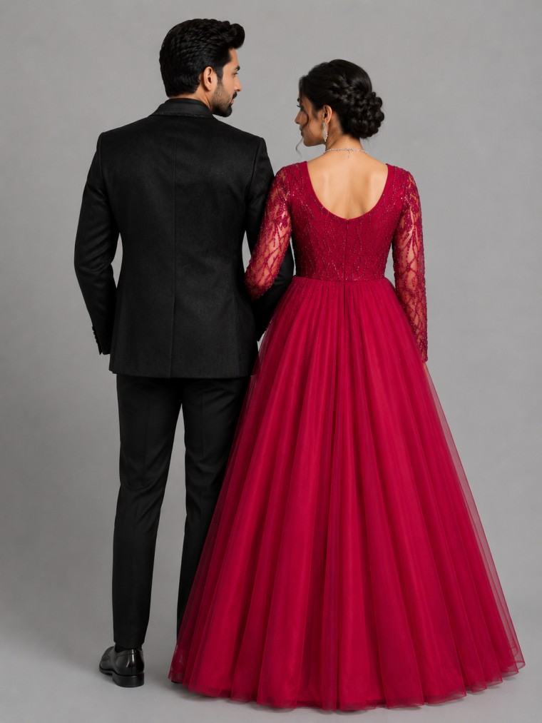 BLACK & RED DESIGNER RECEPTION COUPLE SET - Image 3