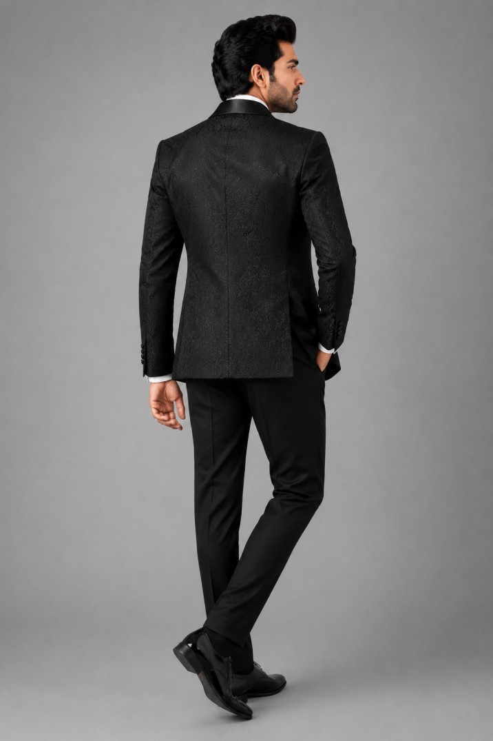 ONYX BLACK JACQUARD TUXEDO SUIT - Image 3