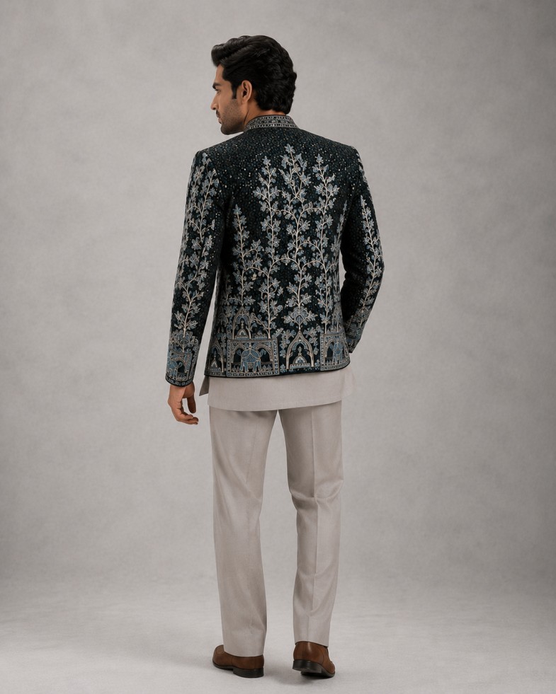 MIDNIGHT EMBROIDERED INDO-WESTERN SET - Image 3
