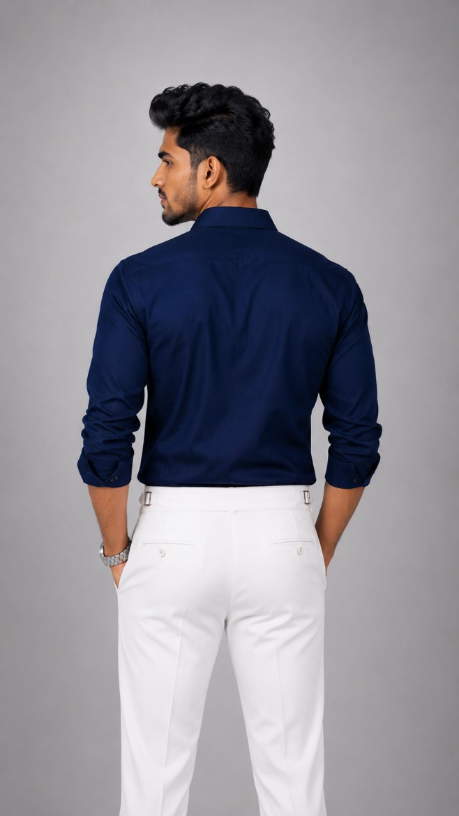 MIDNIGHT BLUE EMBROIDERED SHIRT & PANT - Image 3