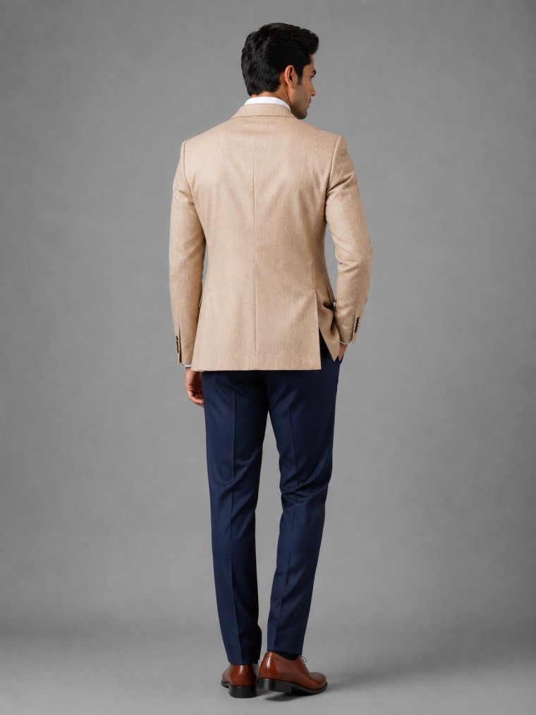 SAND BEIGE TEXTURED BLAZER SET - Image 3