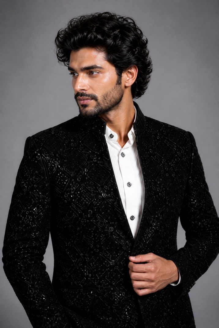 BLACK SEQUIN DESIGNER JODHPURI - Image 2