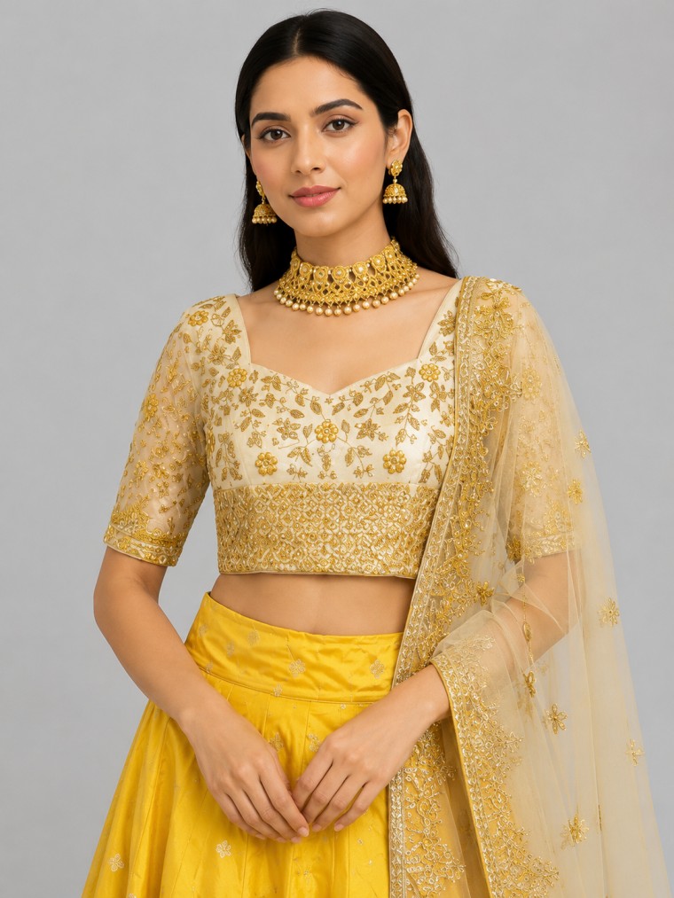 IVORY & GOLD SOUTH INDIAN LEHENGA - Image 2
