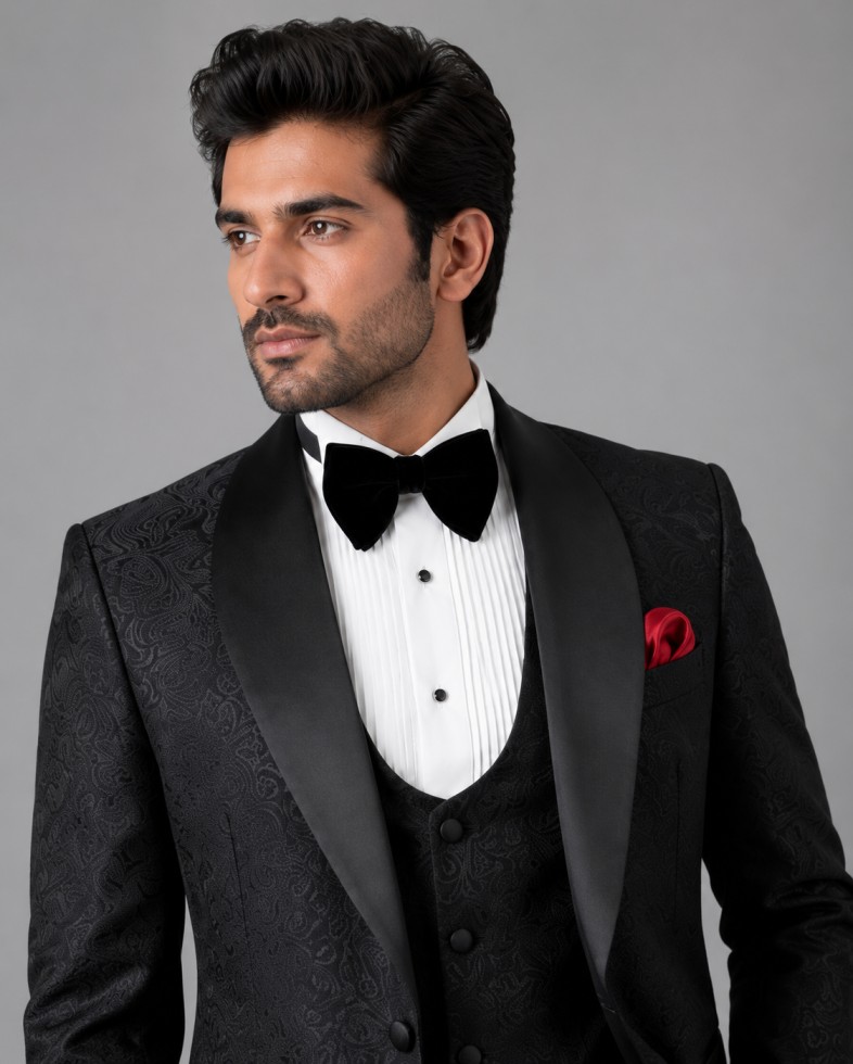 ONYX BLACK JACQUARD TUXEDO SUIT - Image 2