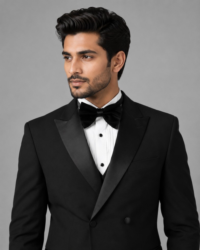 CLASSIC BLACK DOUBLE-BREASTED TUXEDO SUIT - Image 2