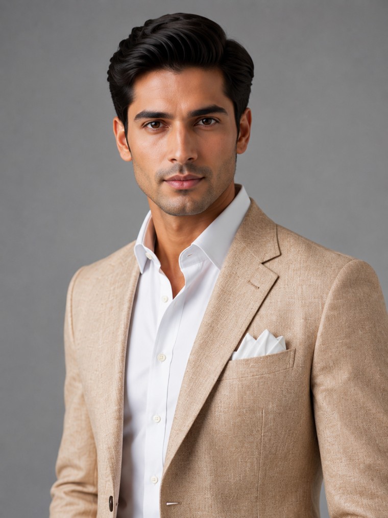 SAND BEIGE TEXTURED BLAZER SET - Image 2