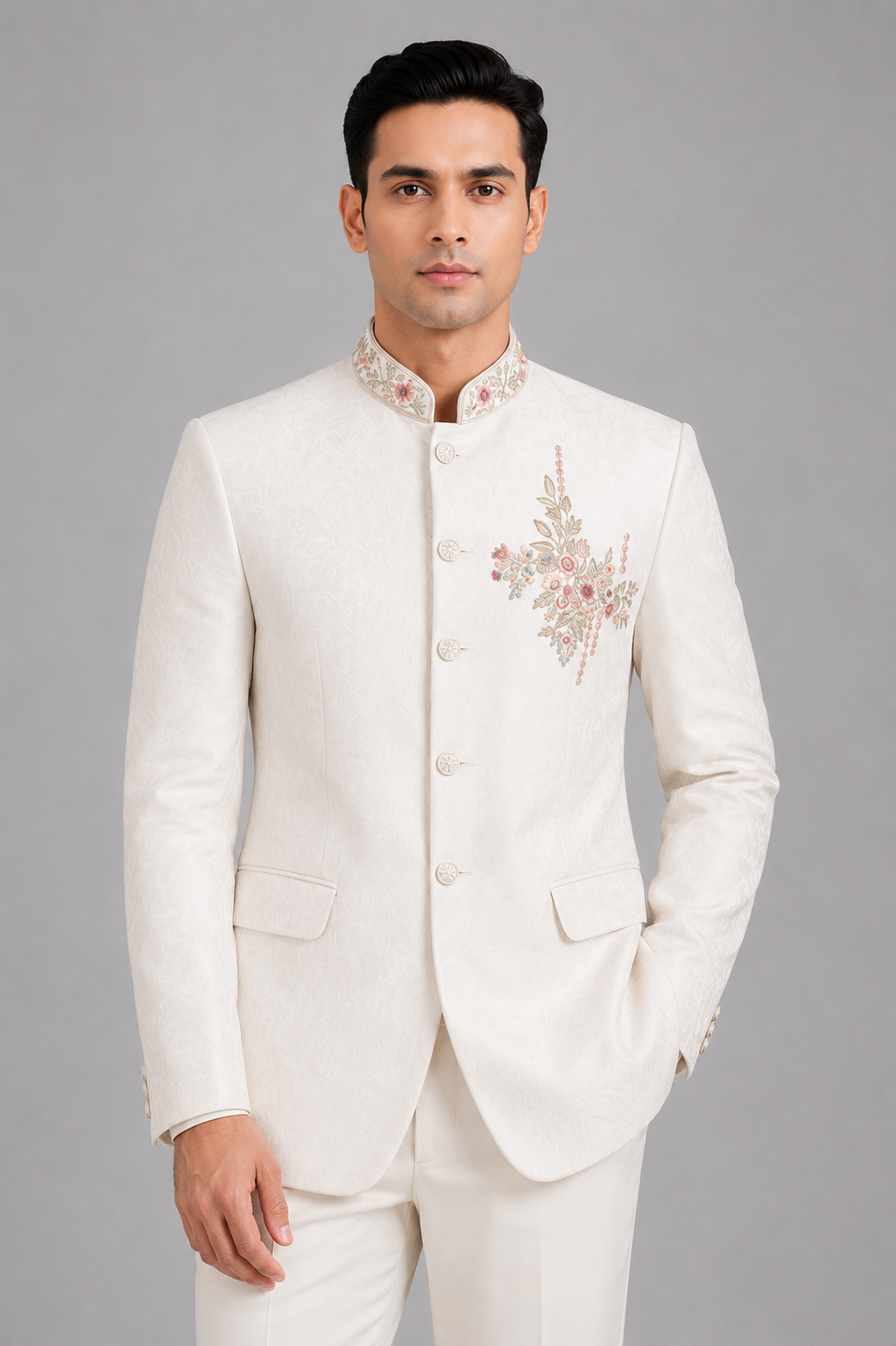 IVORY DESIGNER JODHPURI SUIT - Image 2