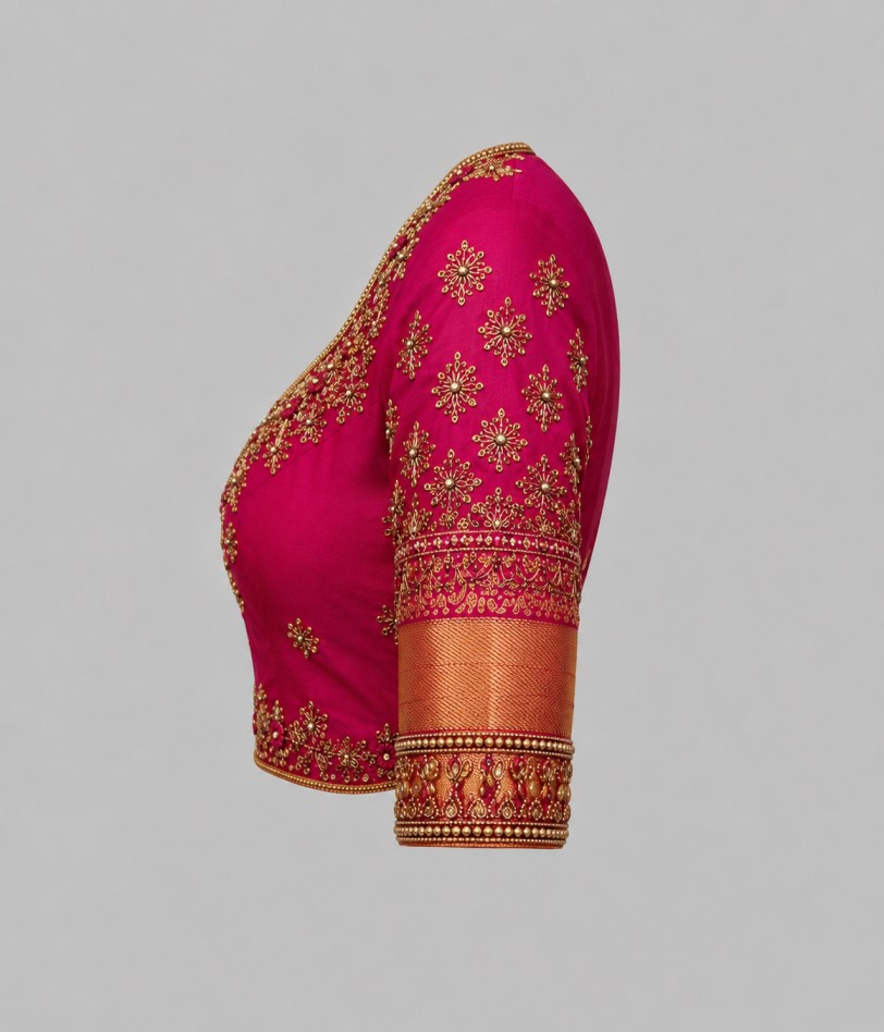 FUCHSIA PINK DESIGNER BRIDAL BLOUSE - Image 2