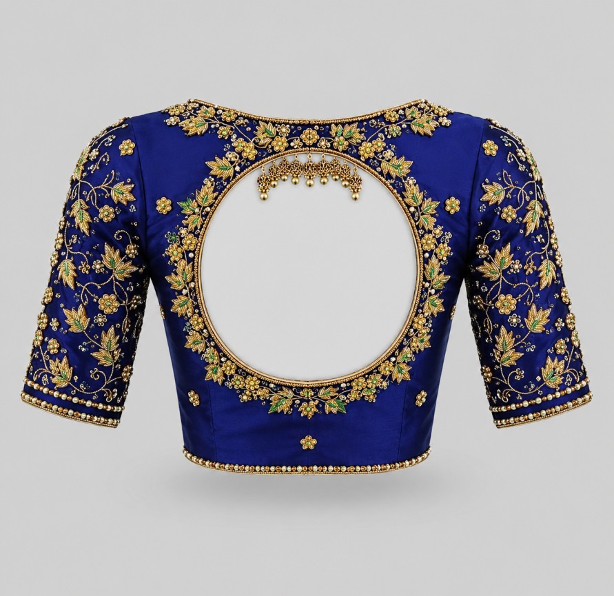 ROYAL SAPPHIRE DESIGNER BRIDAL BLOUSE - Image 3