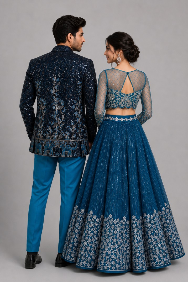 ROYAL MIDNIGHT BLUE DESIGNER COUPLE SET - Image 2