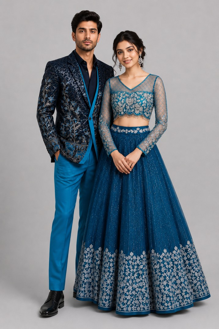ROYAL MIDNIGHT BLUE DESIGNER COUPLE SET - Image 3