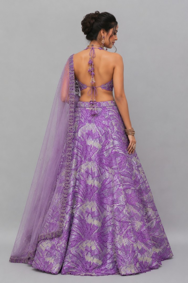 LILAC BEADED EMBELLISHED LEHENGA - Image 3