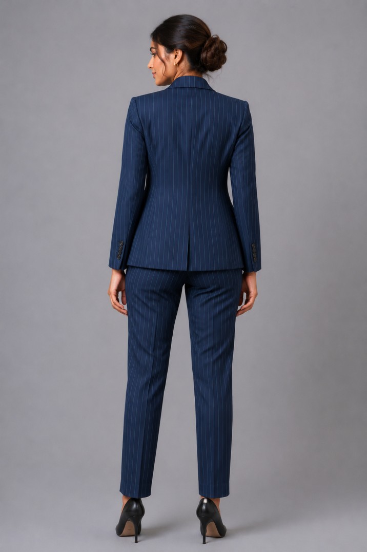 MIDNIGHT BLUE PINSTRIPE WOMEN SUIT - Image 3