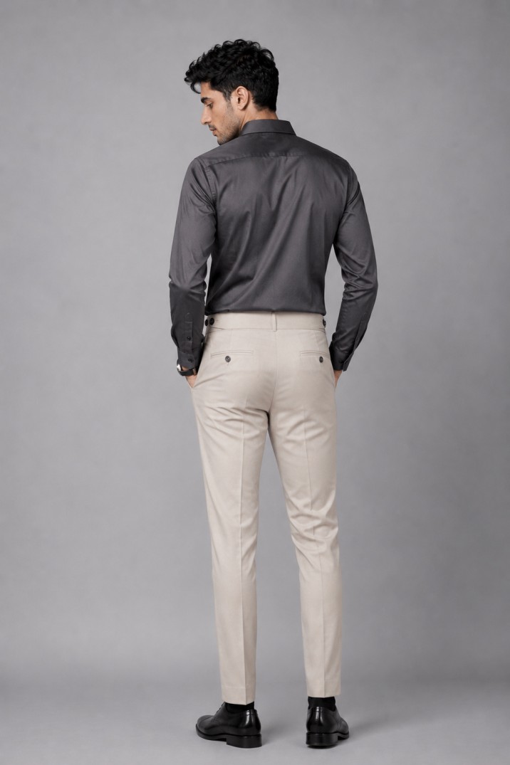 CHARCOAL GREY SEQUINS DESIGNER SHIRT SET - Image 3