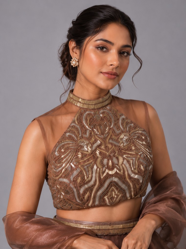 ROSEWOOD SHIMMER RUFFLE INDO WESTERN - Image 2