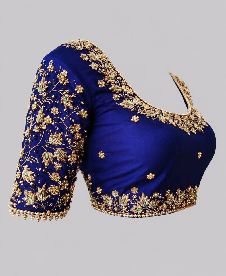 ROYAL SAPPHIRE DESIGNER BRIDAL BLOUSE - Image 2