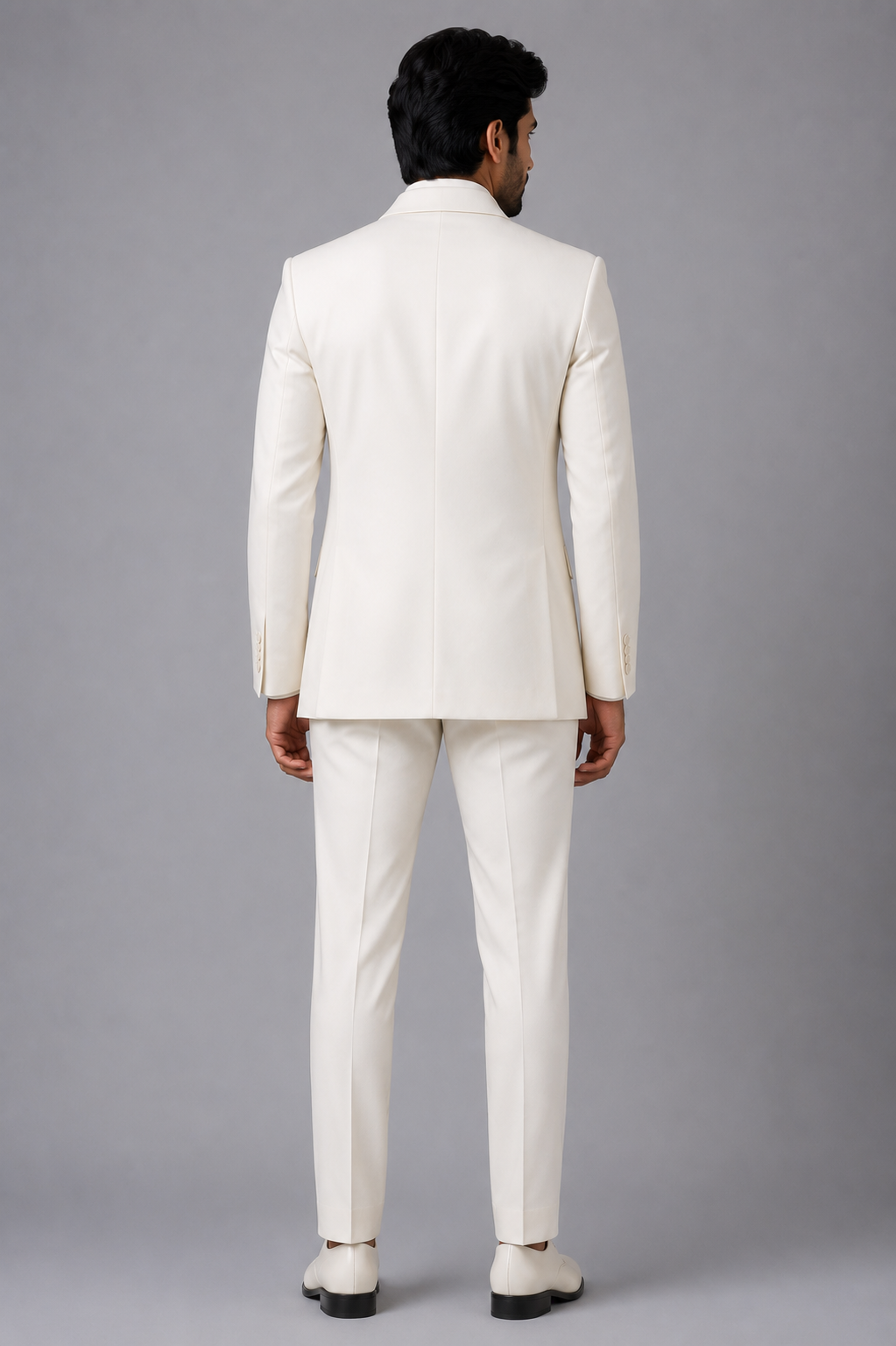 WHITE HANDCRAFTED DESIGNER SUIT - Image 3