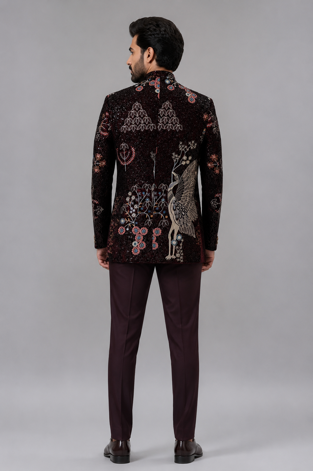 DEEP MAROON EMBELLISHED JODHPURI - Image 3