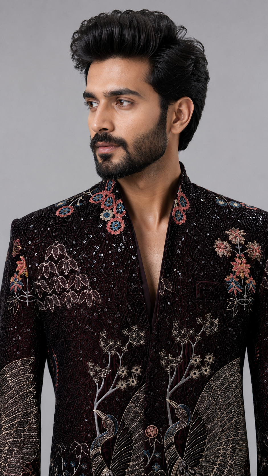 DEEP MAROON EMBELLISHED JODHPURI - Image 2