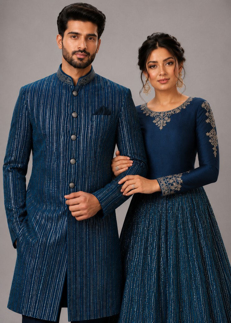 MIDNIGHT BLUE HANDCRAFTED COUPLE SET - Image 2