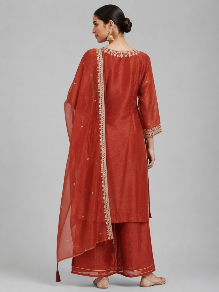 RUST ORANGE DESIGNER SALWAR - Image 3