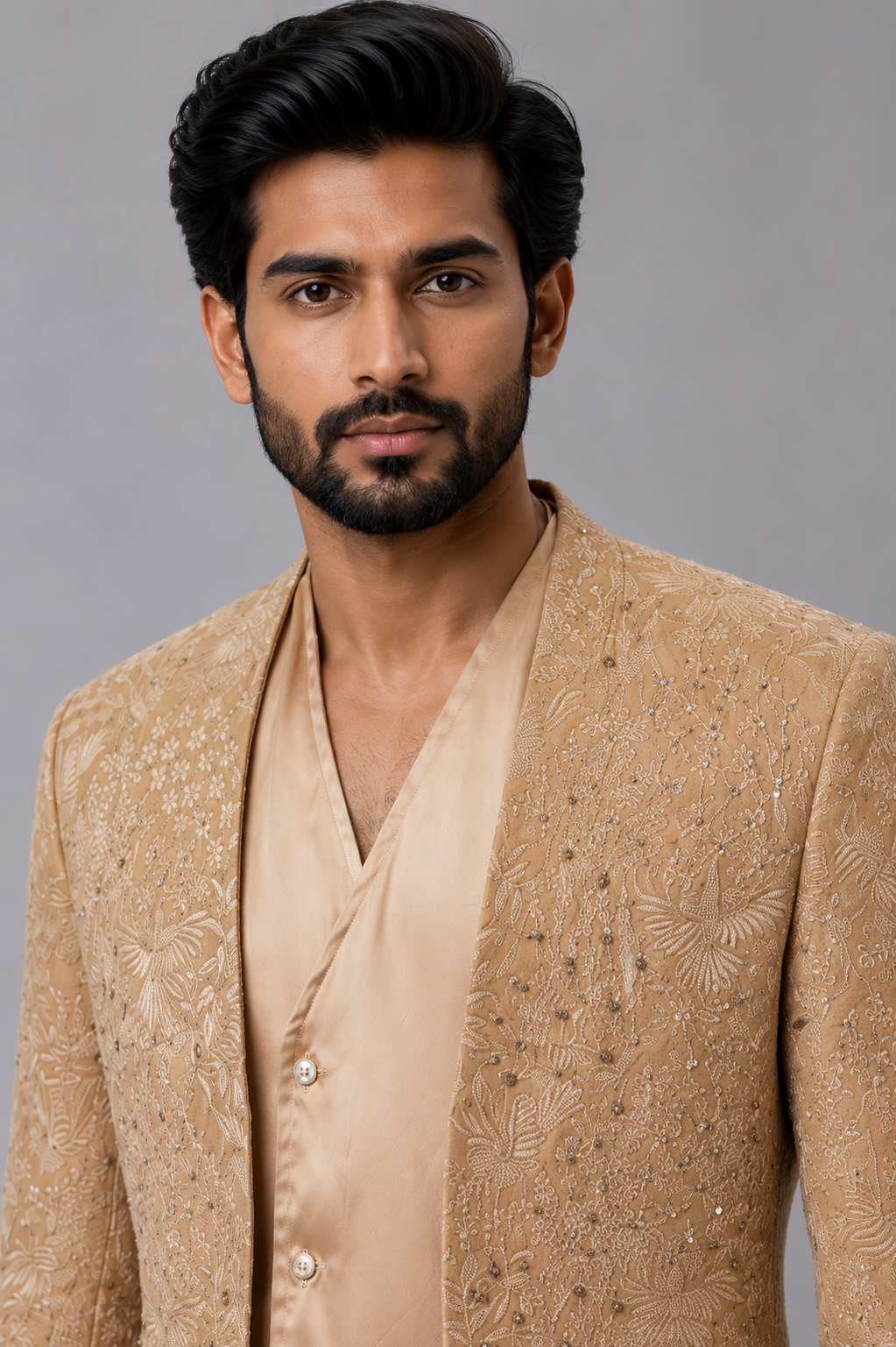 CHAMPAGNE EMBROIDERIED DESIGNER JODHPURI - Image 2