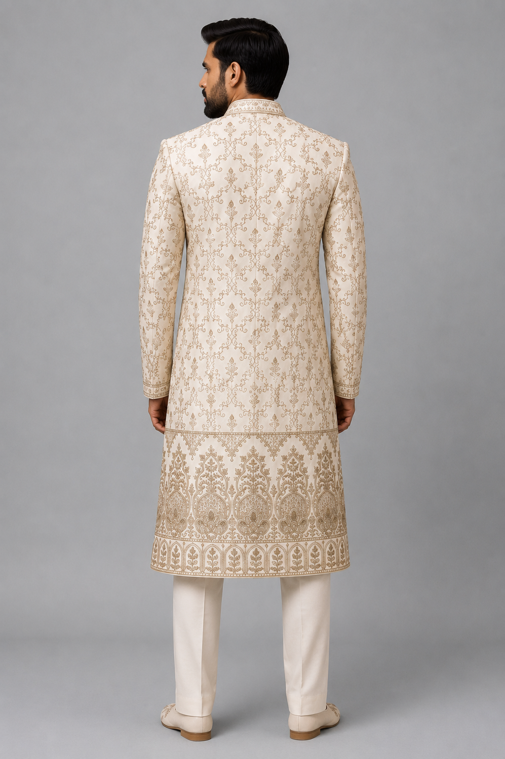 IVORY GOLD HERITAGE EMBELLISHED SHERWANI - Image 3