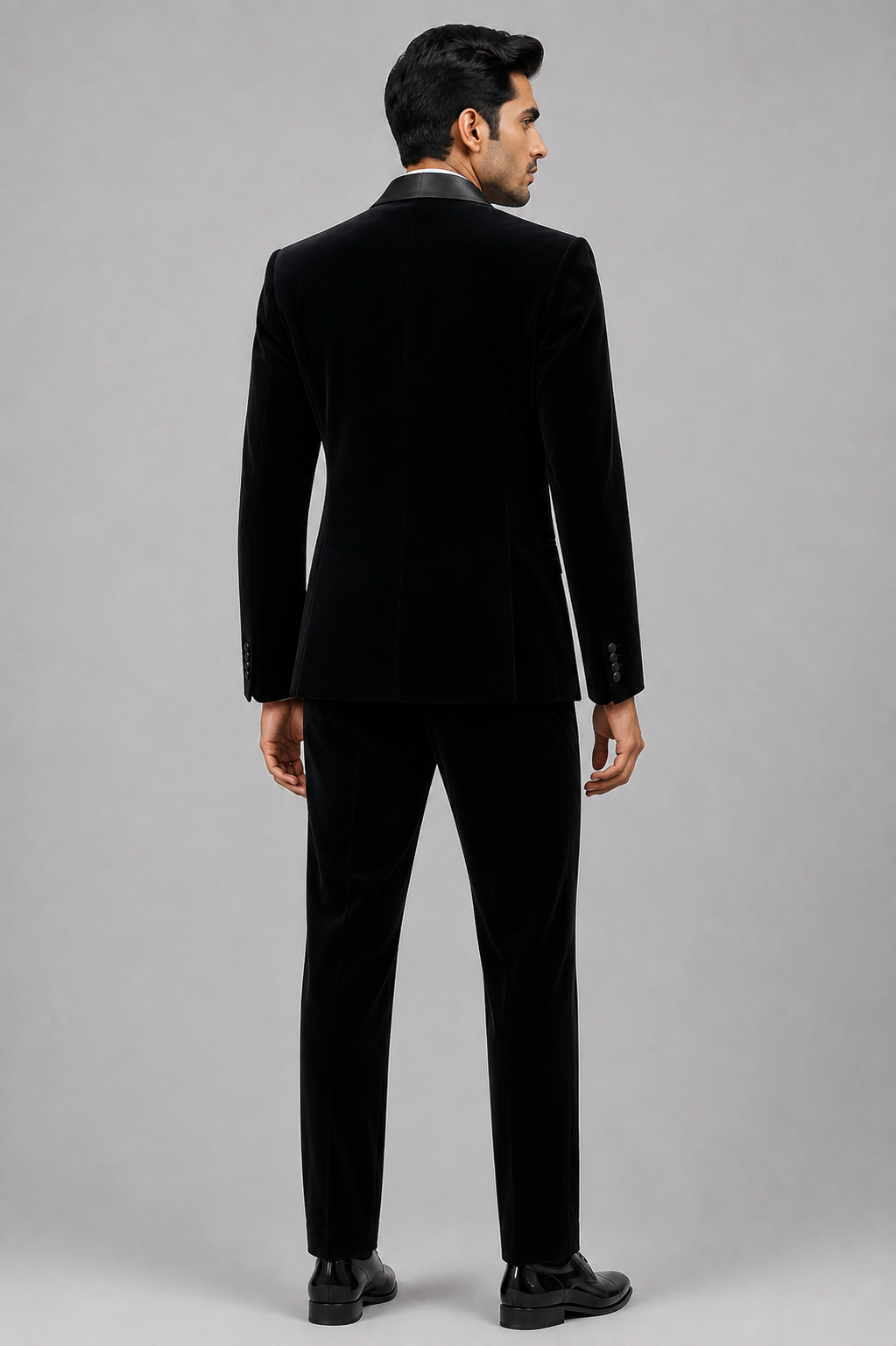 BLACK VELVET EMBELLISHED DESIGNER TUXEDO SUIT - Image 3