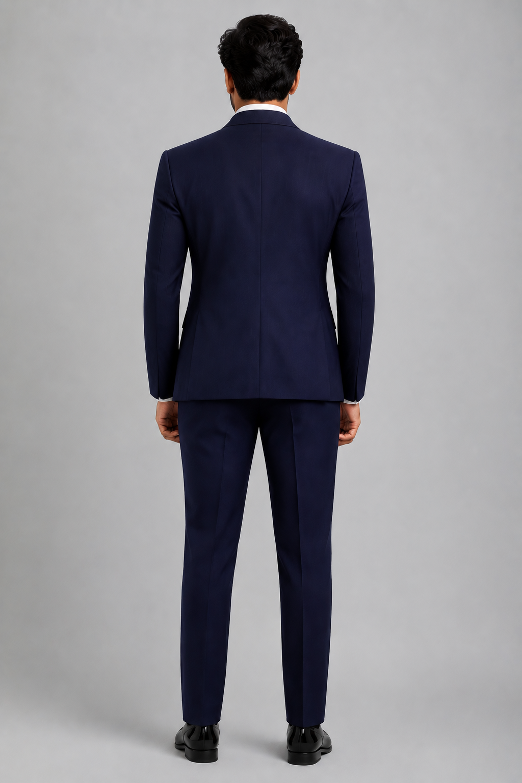 NAVY BLUE EMBELLISHED DESIGNER TUXEDO SUIT - Image 3