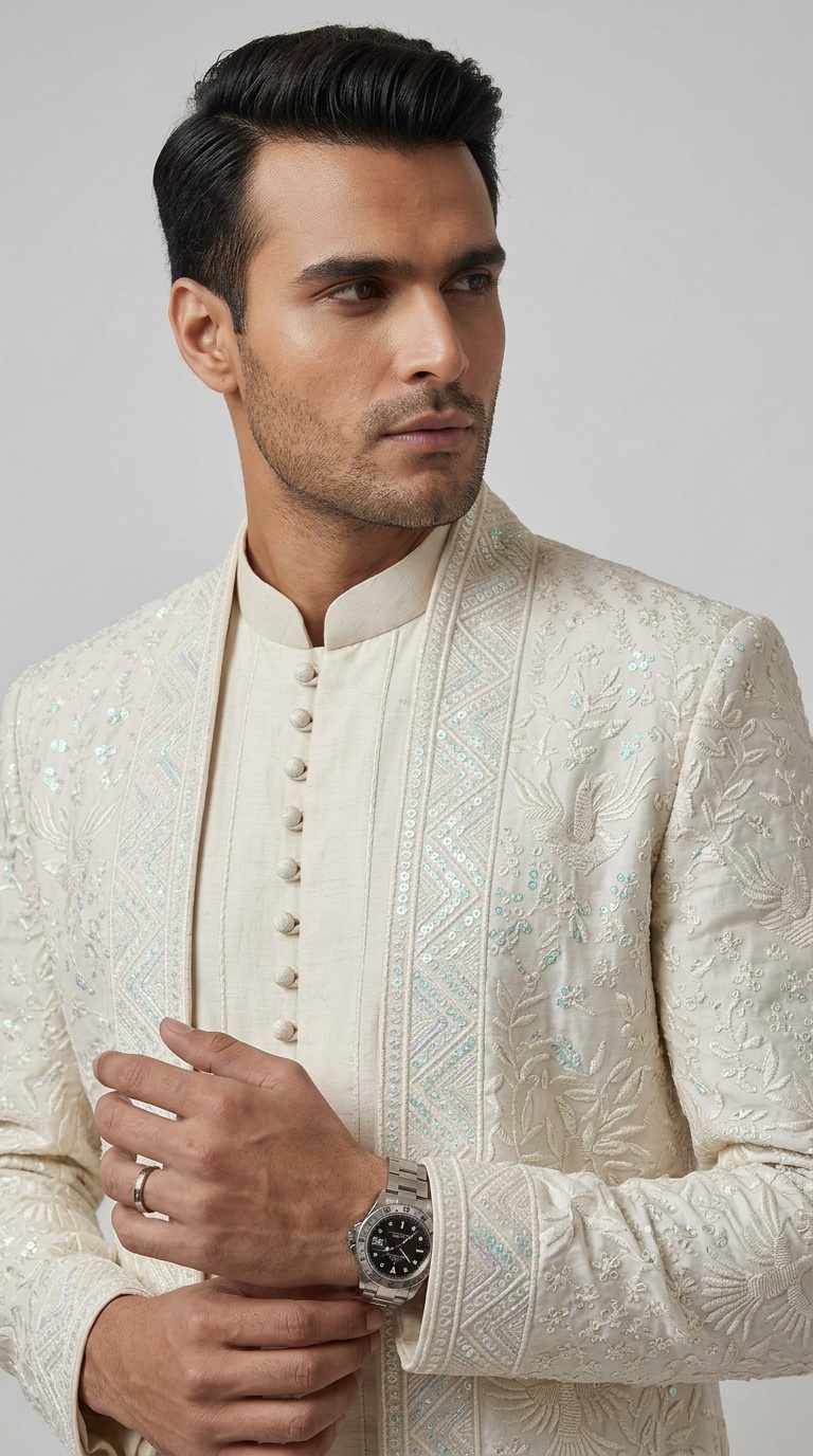 IVORY HERITAGE EMBROIDERED INDO-WESTERN - Image 2