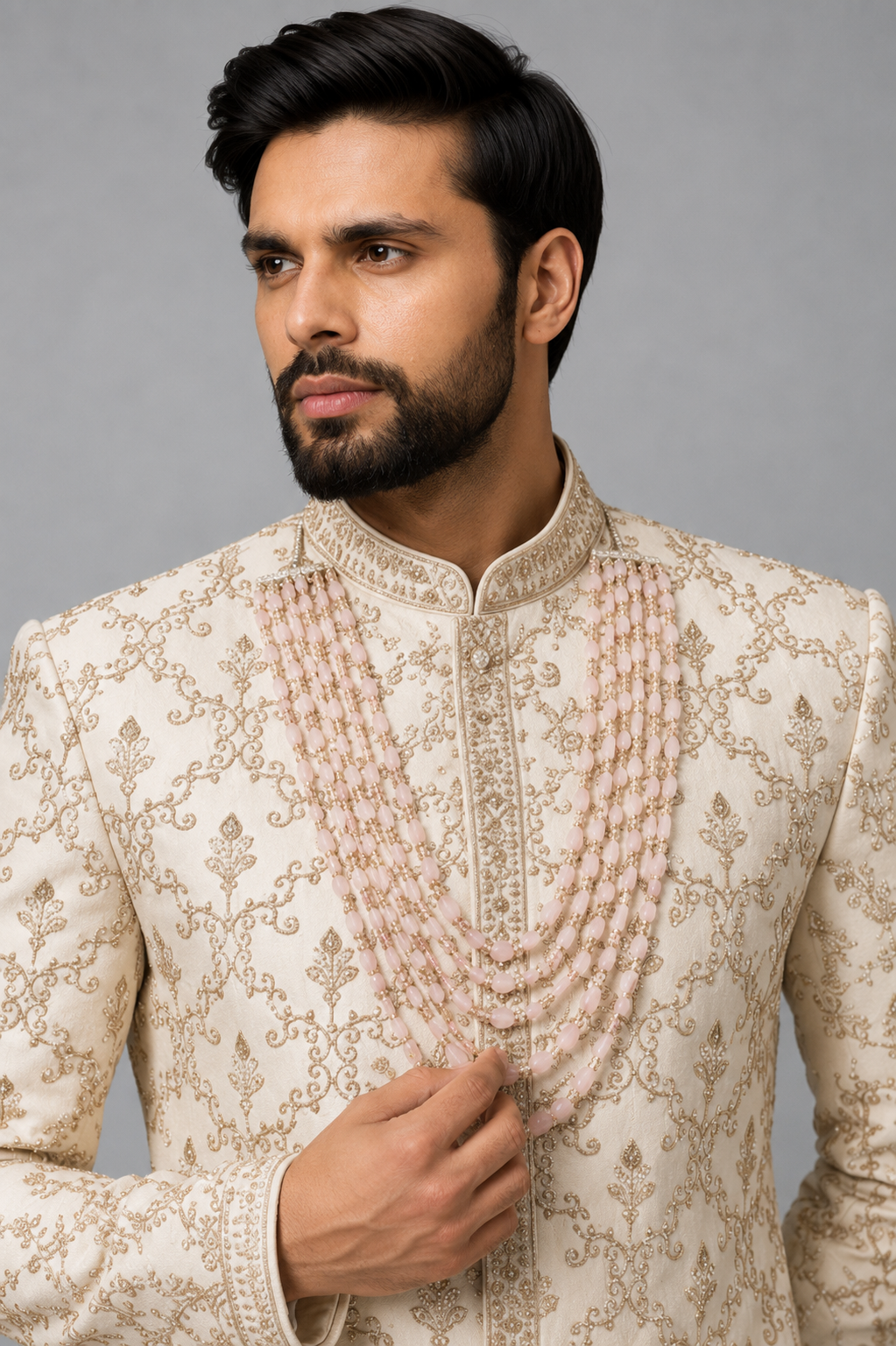 IVORY GOLD HERITAGE EMBELLISHED SHERWANI - Image 2