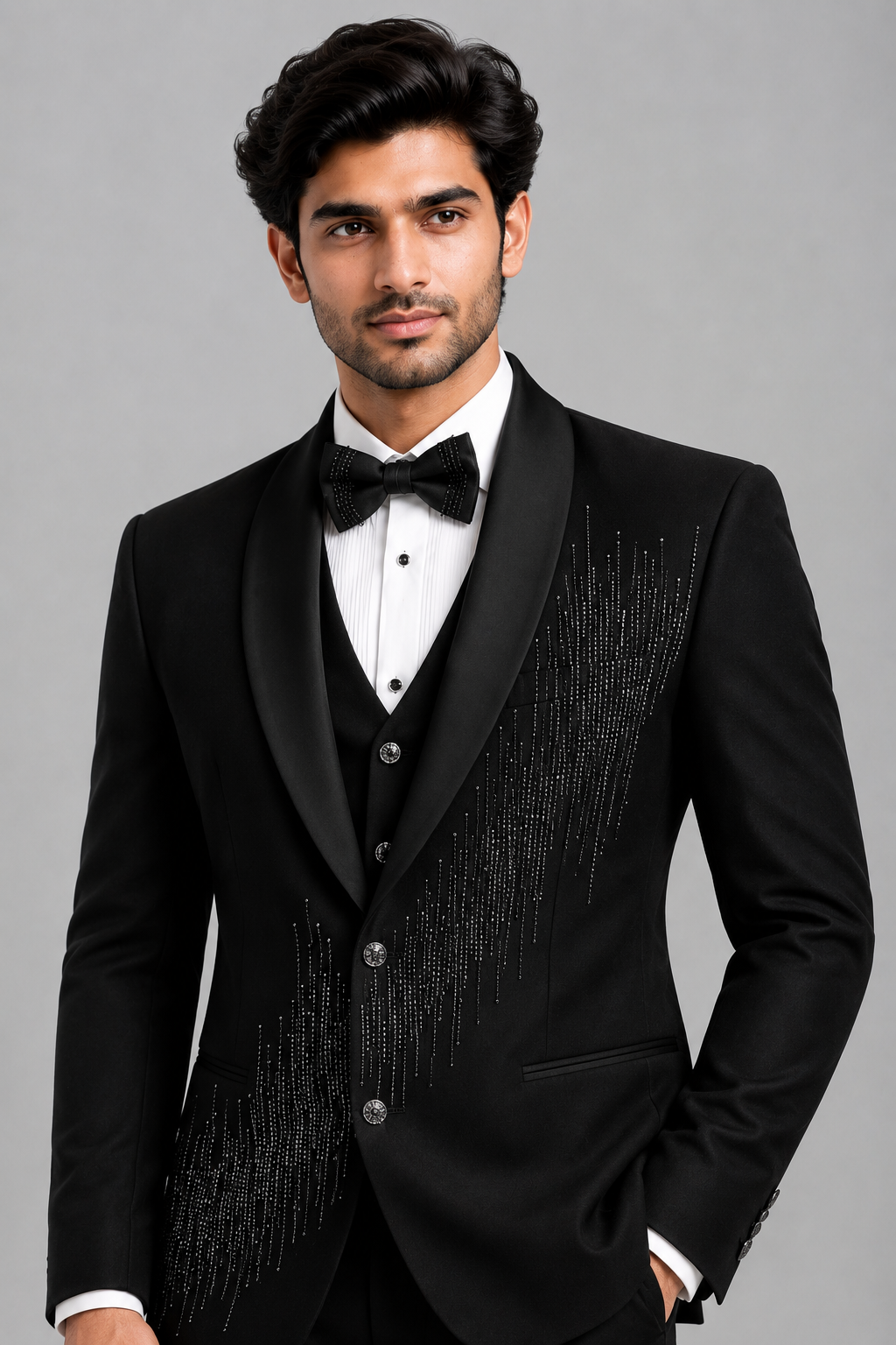 BLACK CRYSTAL EMBELLISHED TUXEDO - Image 2