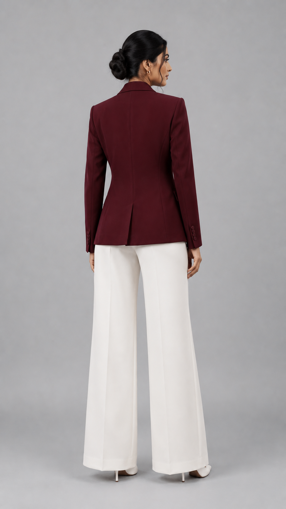 BURGUNDY & IVORY WOMEN’S BLAZER SUIT - Image 3