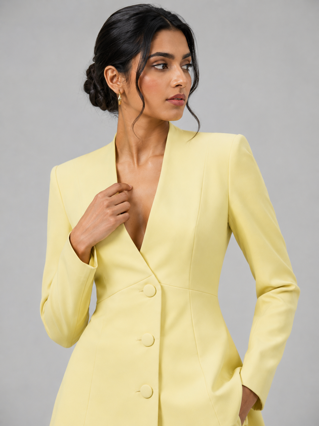PASTEL YELLOW WOMEN’S BLAZER SUIT - Image 2
