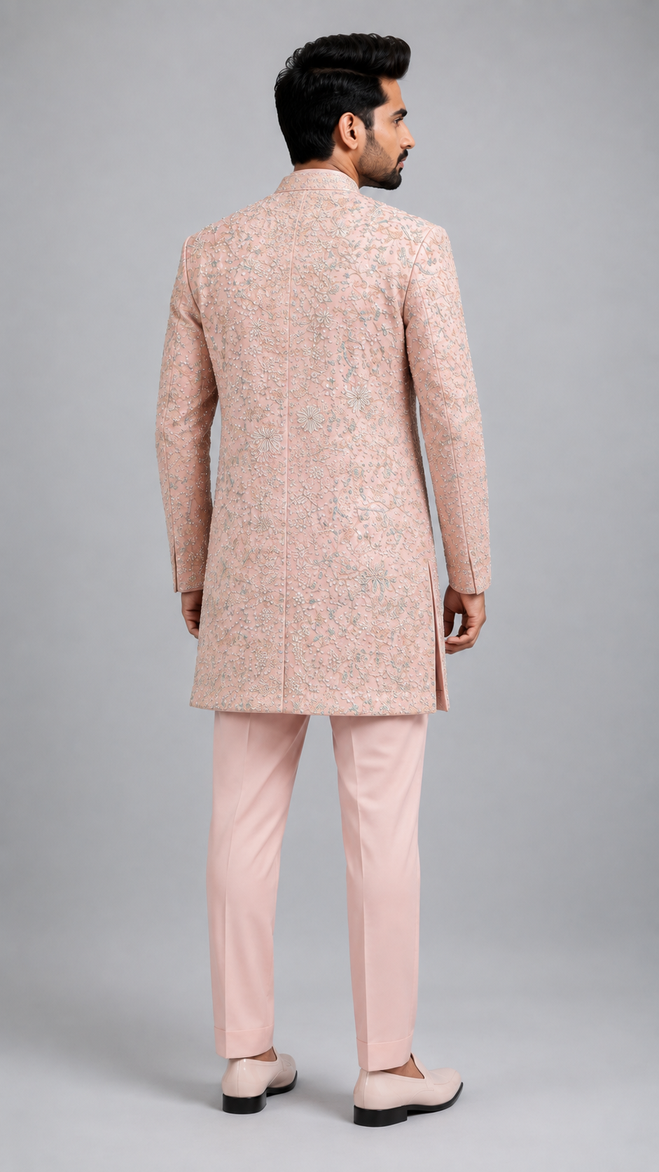 PASTEL PINK FLORAL EMBROIDERED INDO-WESTERN - Image 3
