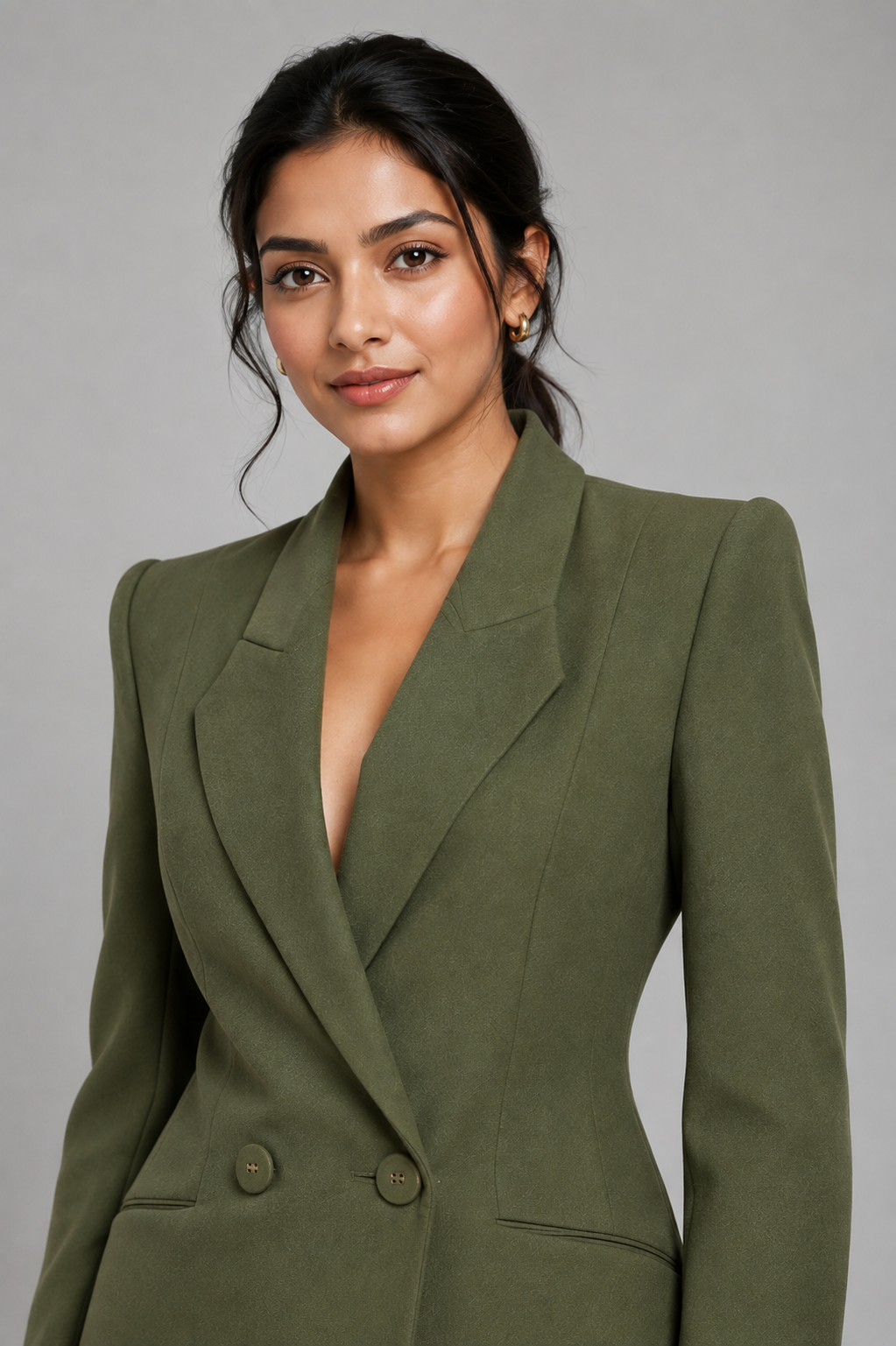 OLIVE GREEN DOUBLE-BREASTED WOMEN’S SUIT - Image 2