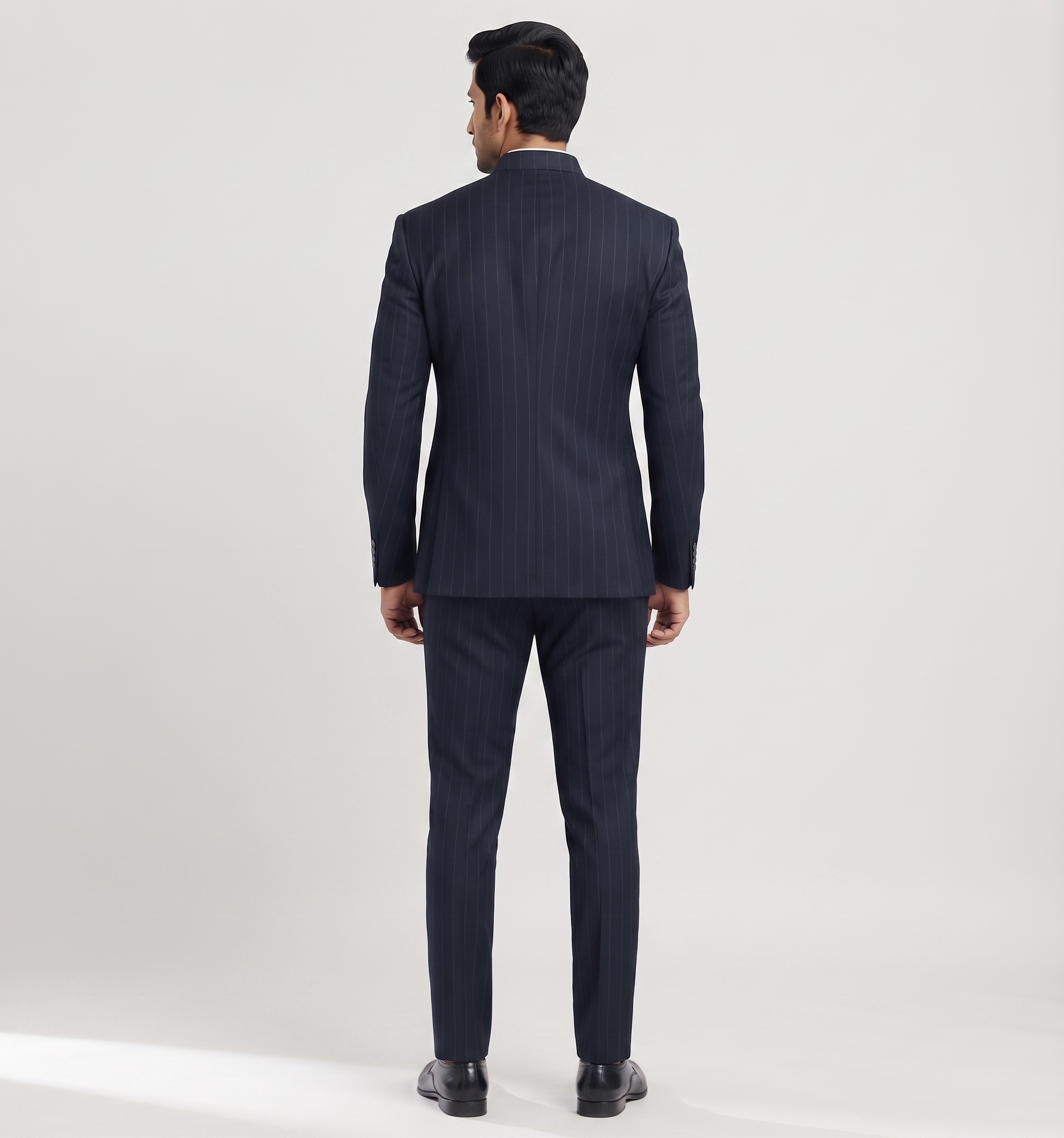 NAVY BLUE PINSTRIPE JODHPURI SUIT - Image 3