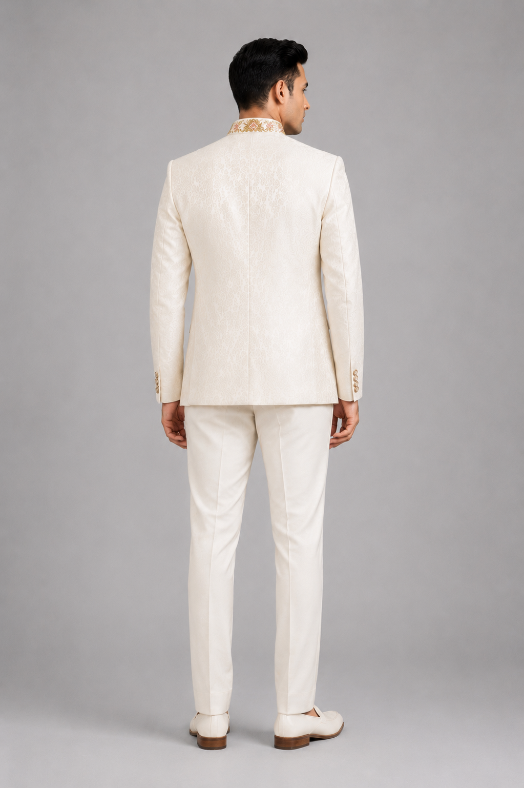 IVORY JACQUARD DESIGNER JODHPURI SUIT - Image 3