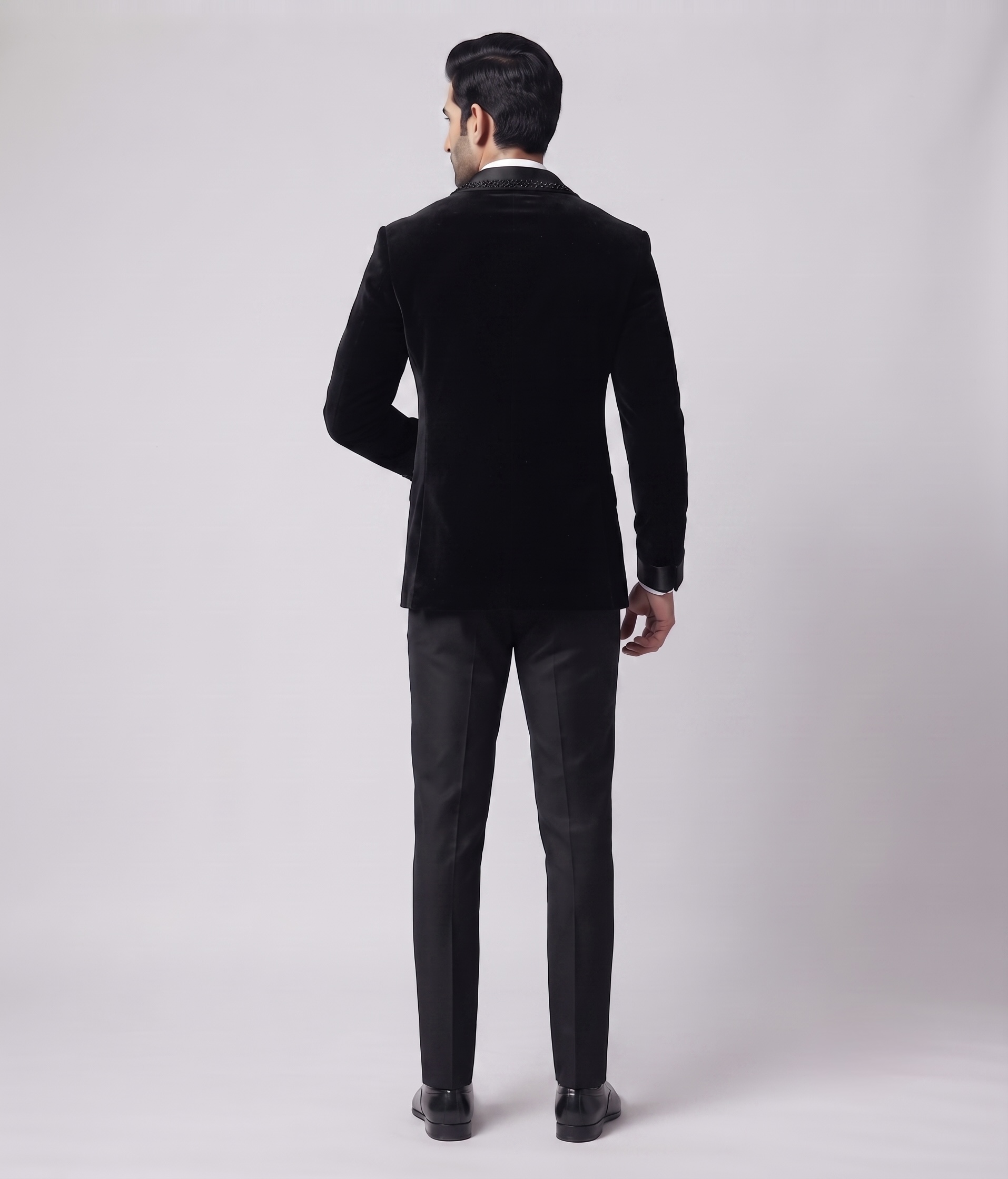 BLACK VELVET BEADED-EDGED TUXEDO - Image 3