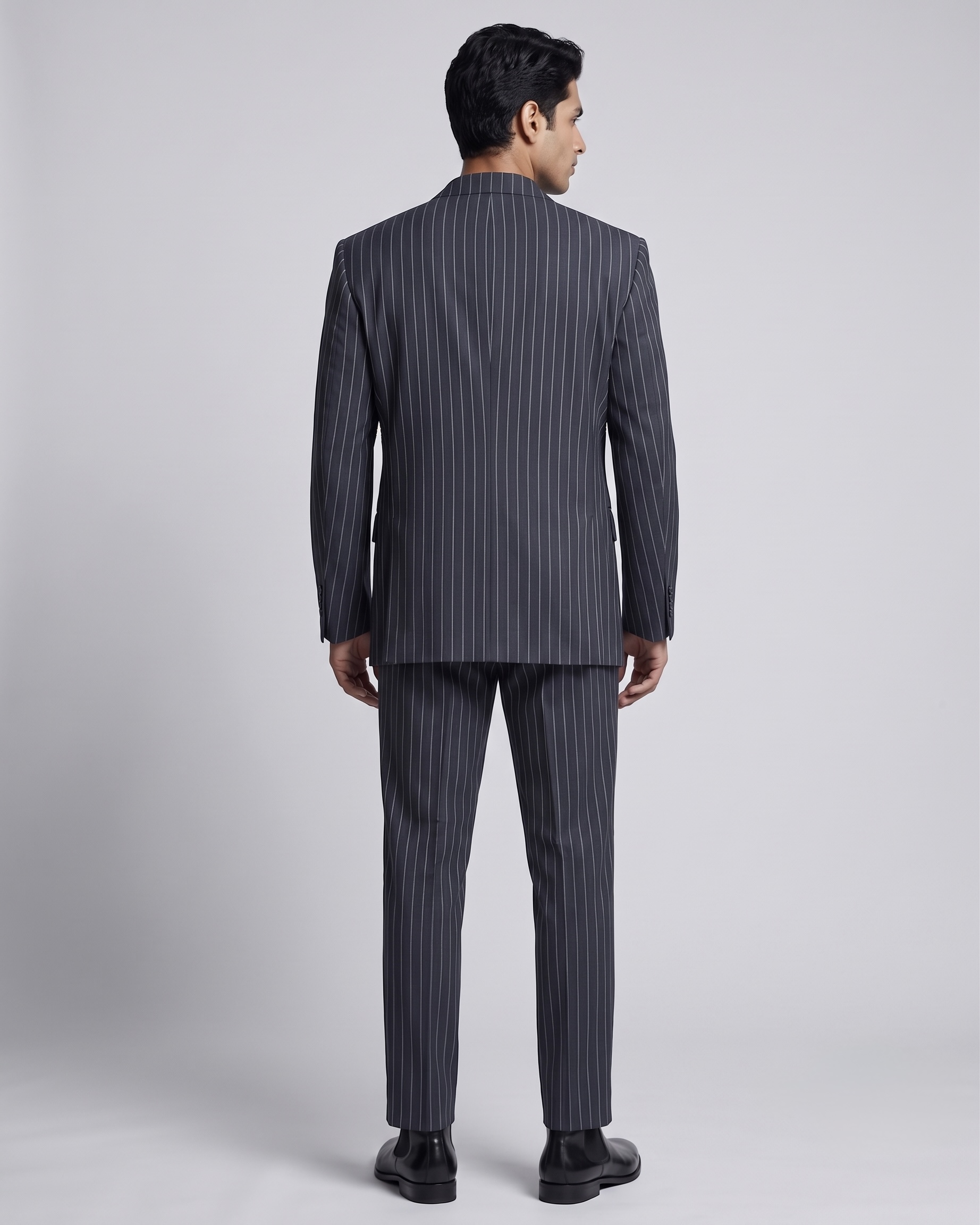 CHARCOAL GREY PINSTRIPE DESIGNER SUIT - Image 3