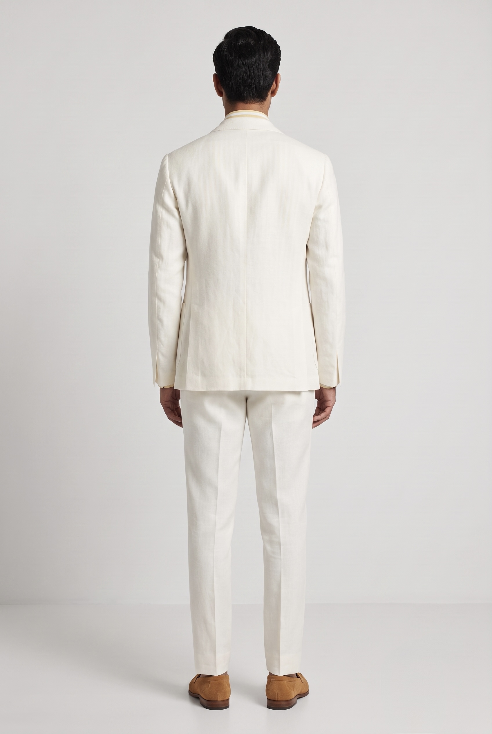 IVORY LINEN BLEND CLASSIC BUSINESS SUIT - Image 3