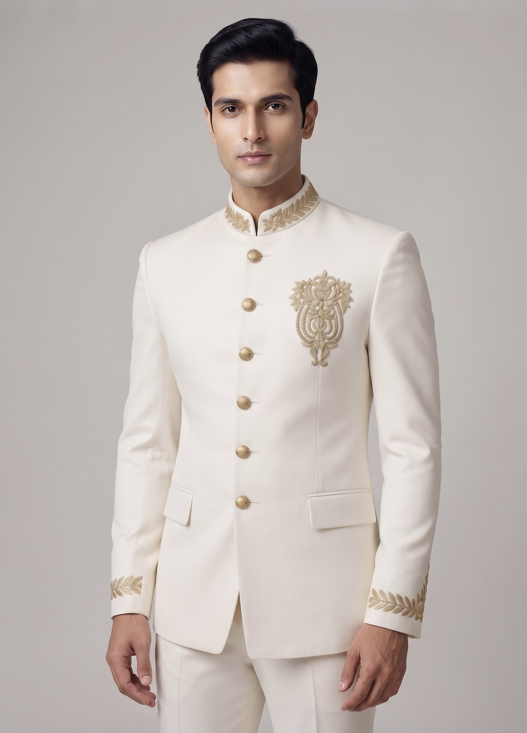 IVORY WHITE DESIGNER JODHPURI SUIT - Image 2