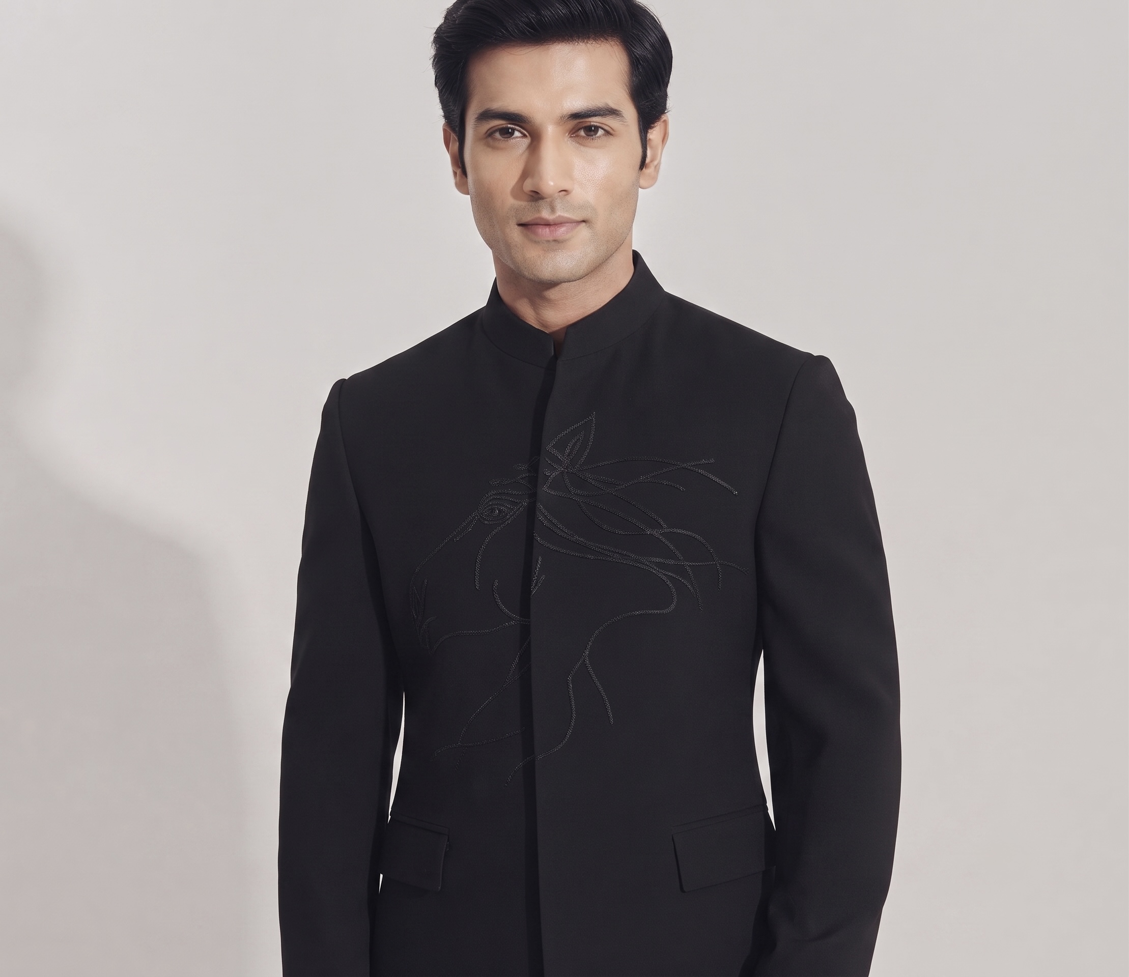 BLACK DESIGNER JODHPURI SUIT - Image 2