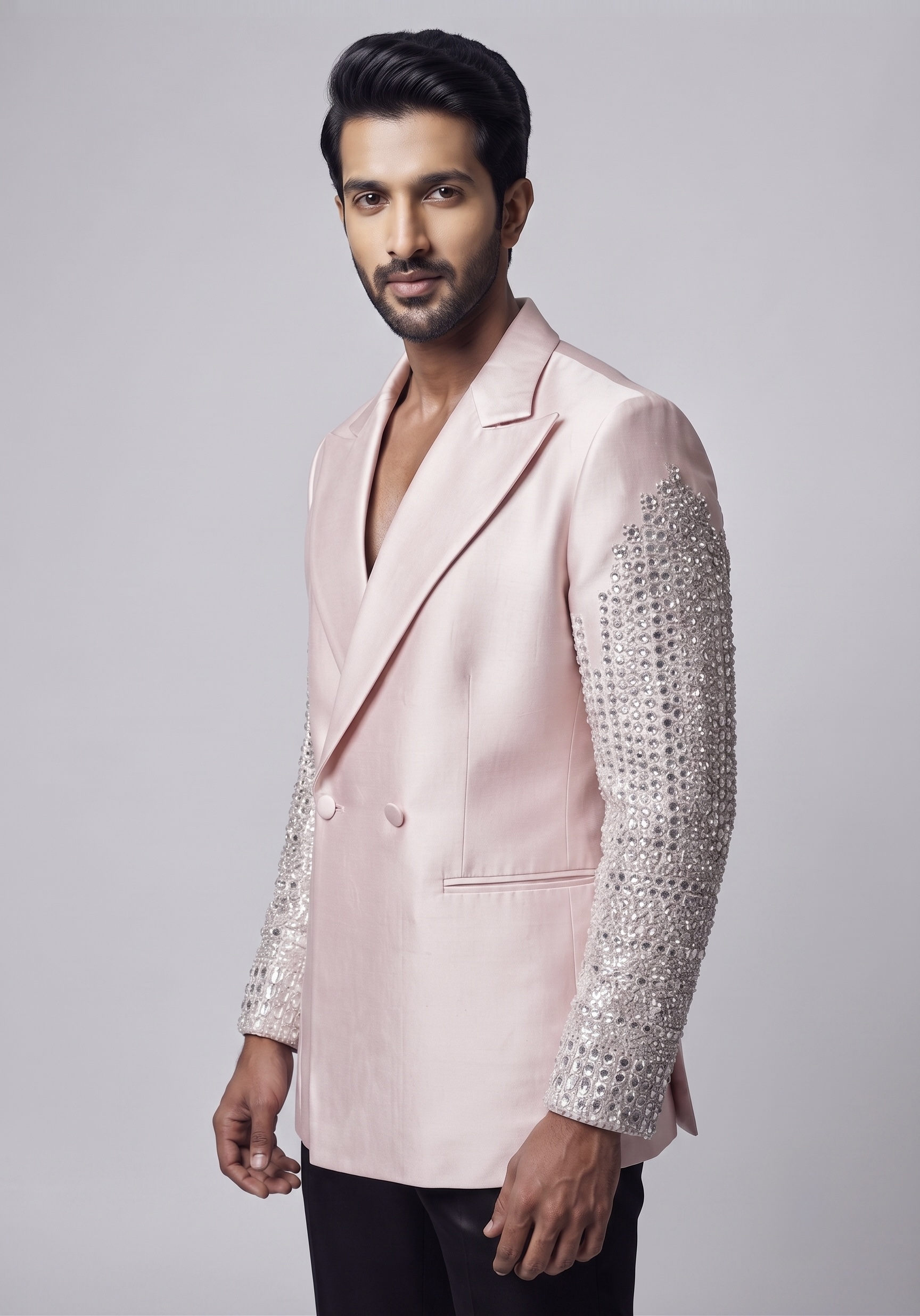 BLUSH PINK EMBELLISHED DESIGNER TUXEDO - Image 2