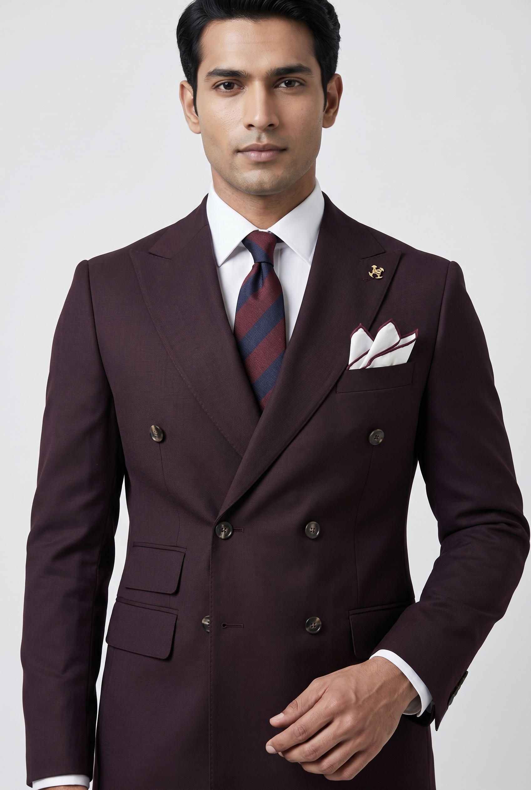 Premium Burgundy Double-Breasted Business Suit - Image 2