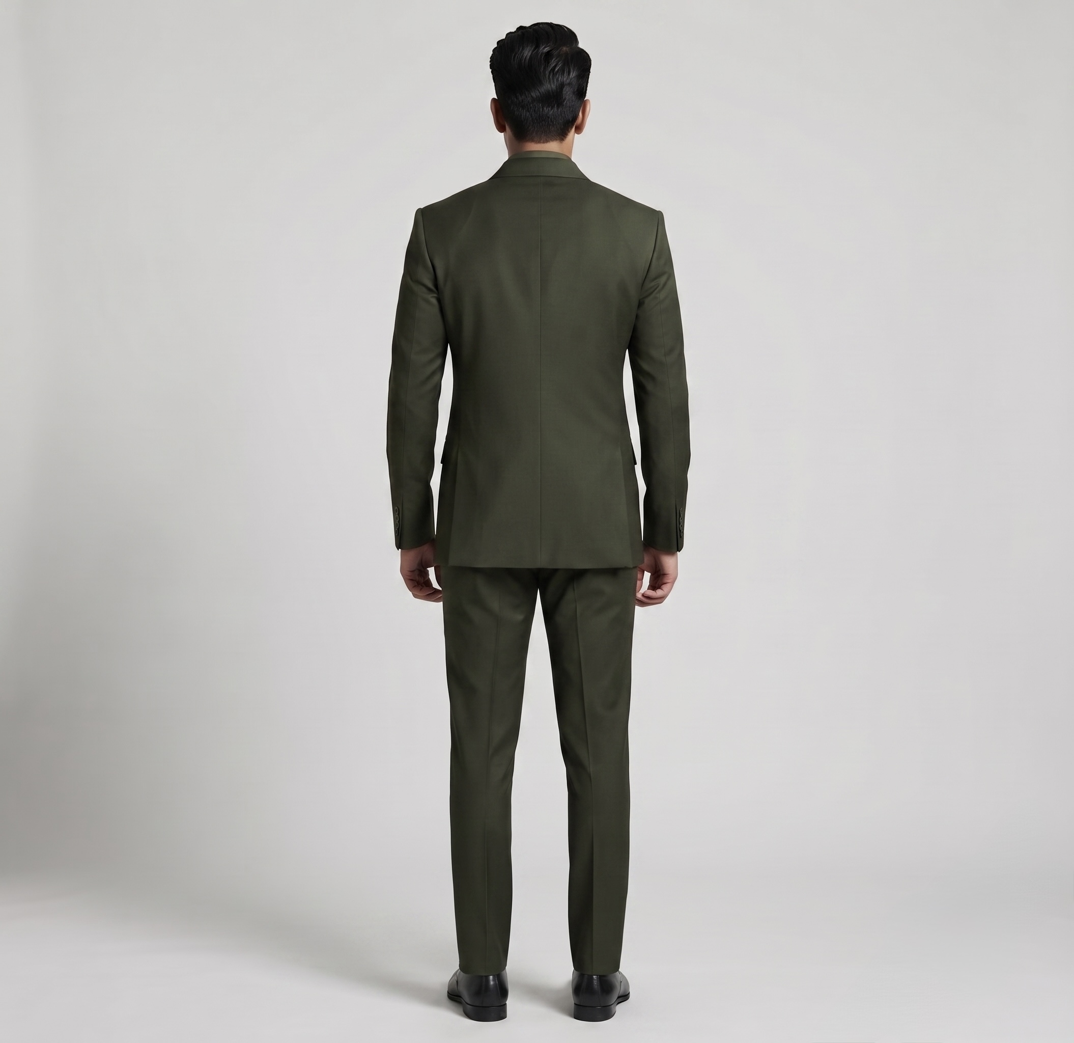 OLIVE GREEN DOUBLE-BREASTED TUXEDO SUIT - Image 3