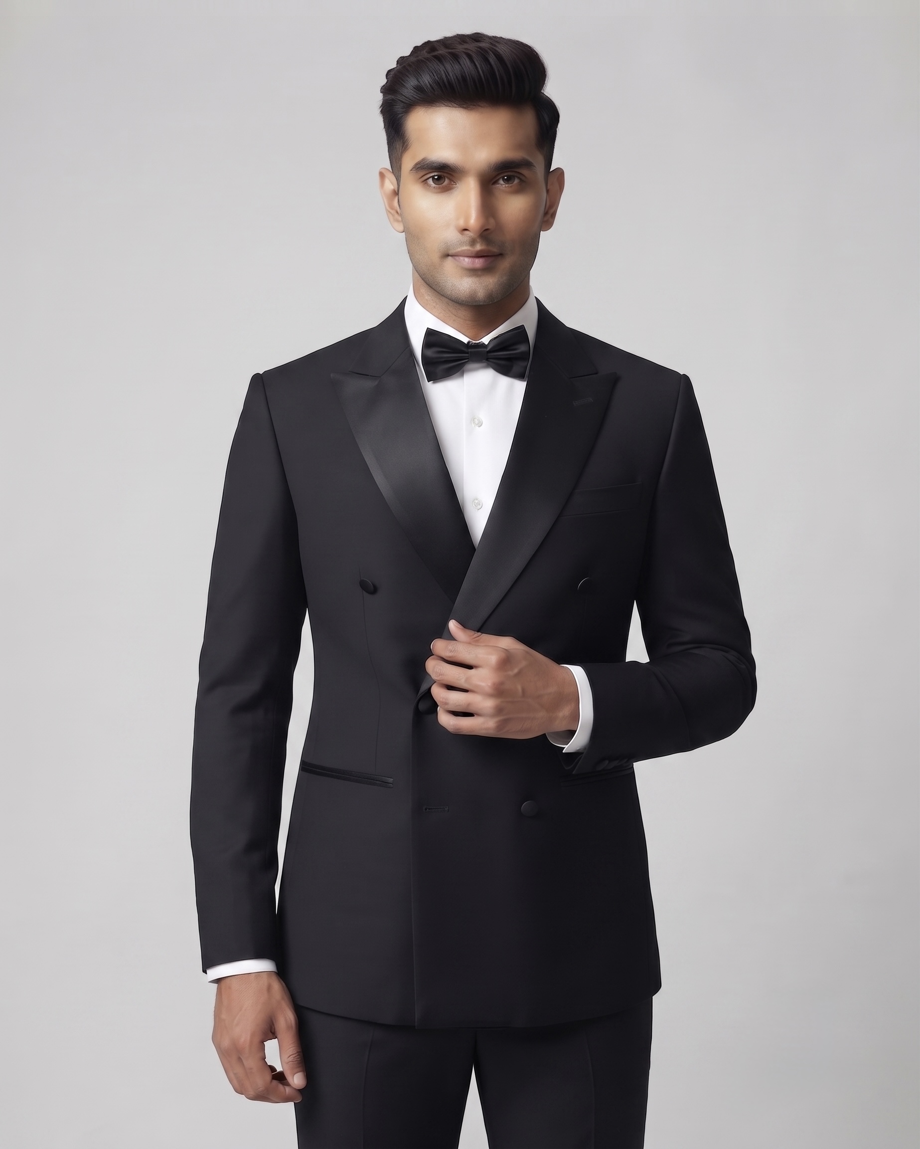 CLASSIC BLACK DOUBLE-BREASTED TUXEDO SUIT - Image 2